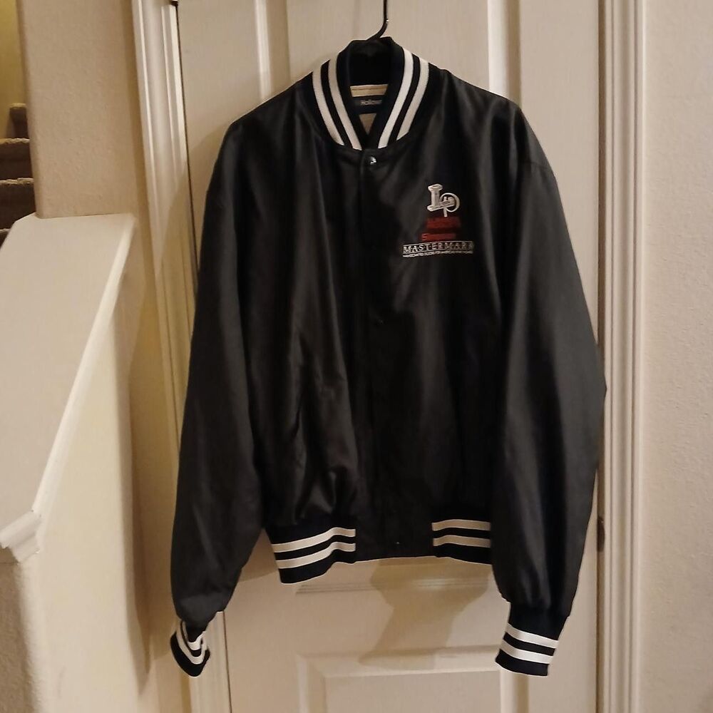 Vintage 2XL Black & White Holloway Snap Button Lumber Products Jacket USA Made